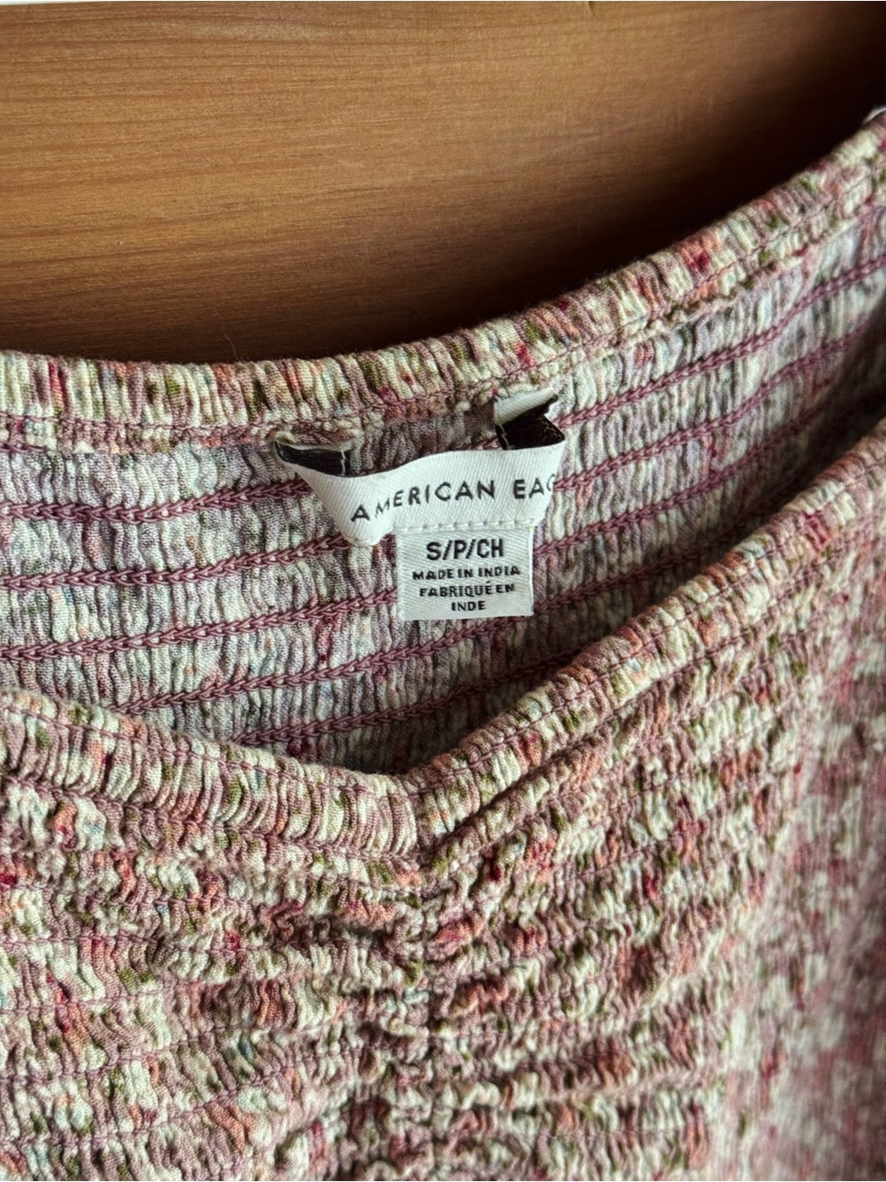 American Eagle Outfitters Women's Pink Multi-Color Textured Blouse - Size S